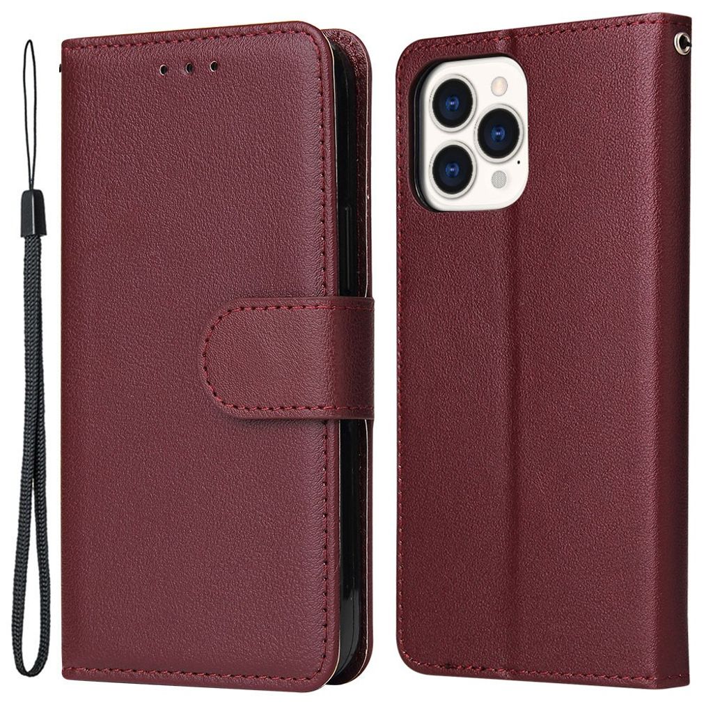 iPhone 11 Pro Max PU Leather Magnetic Stand Cover – Wine Red — Övrigt