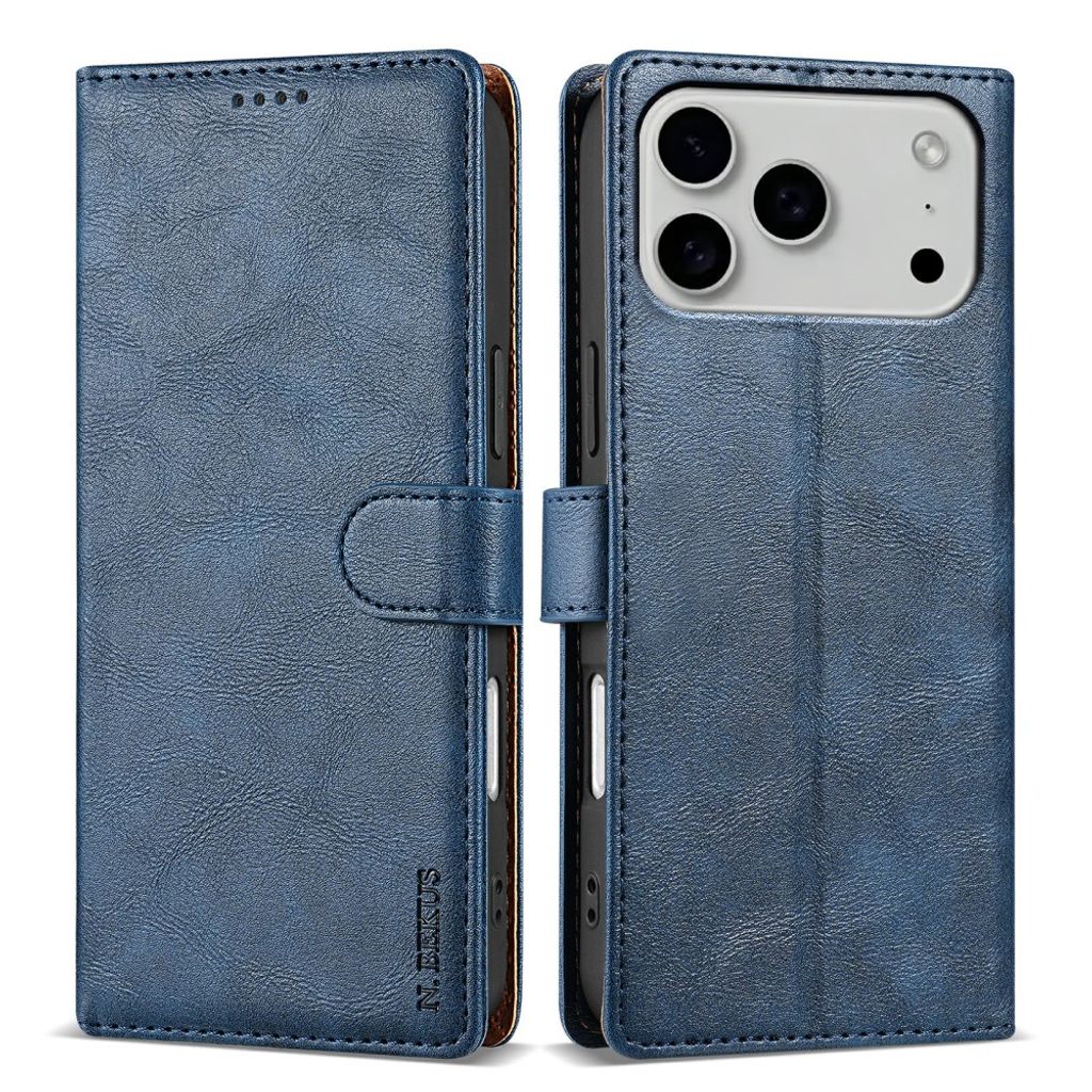 N.BEKUS iPhone 18 Pro Max/17 Pro Max Wallet Cover in PU-leather - Blue — N.BEKUS