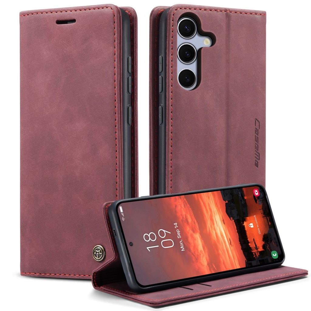 CASEME Samsung Galaxy S25 FE Wallet Cover with Card Slots - Red