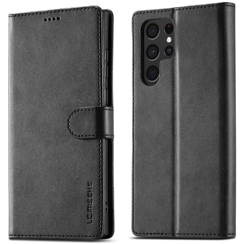 LC.IMEEKE Samsung Galaxy S25 Ultra Wallet Cover Stand PU Leather - Black