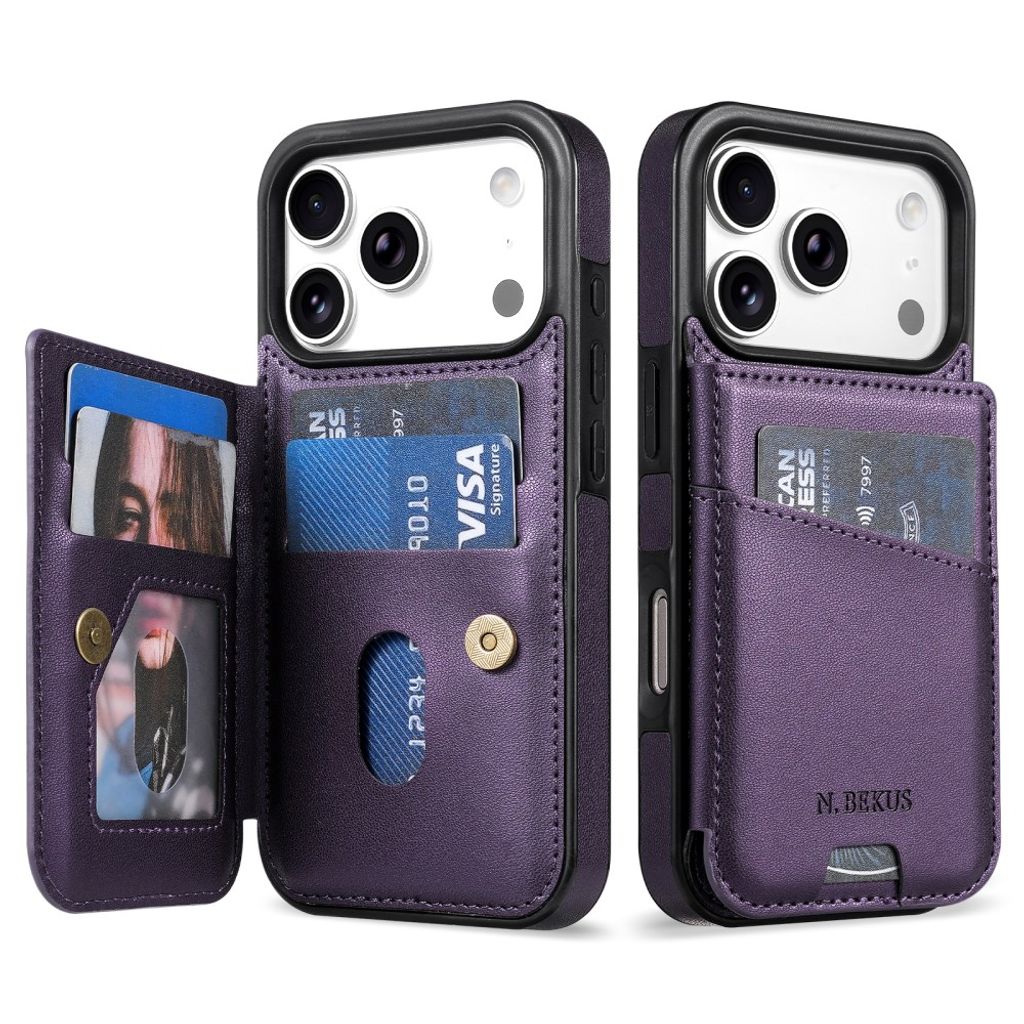 N.BEKUS iPhone 18 Pro/17 Pro Wallet Case RFID Blocking - Purple — N.BEKUS