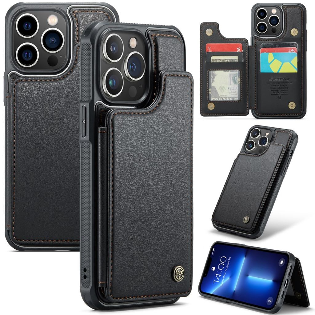 CASEME iPhone 13 Pro Max Wallet Case RFID Blocking - Black