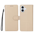 iphone 17 PU leather RFID wallet phone cover with wrist strap - creamy white