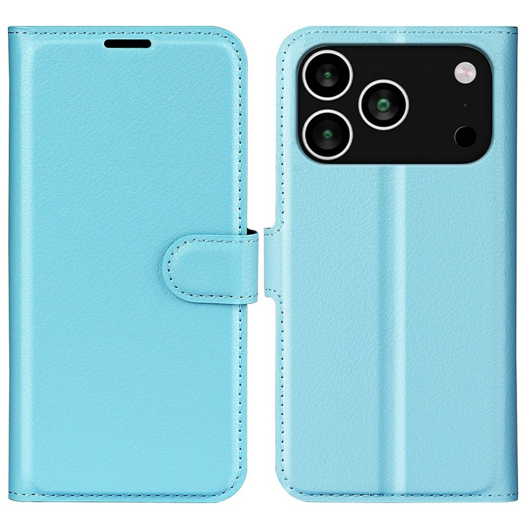 AMORUS iPhone 18 Pro Max/17 Pro Max Wallet Cover Litchi PU-leather - Blue — AMORUS