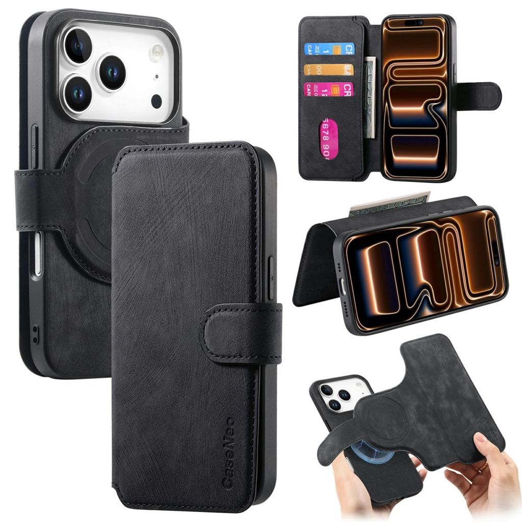 CASENEO iPhone 18 Pro Max/17 Pro Max MagSafe Cover with Wallet - Black — CASENEO