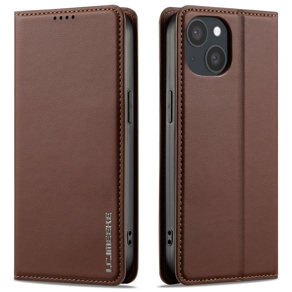 LC.IMEEKE iPhone 15 Plus Wallet Cover - Brown