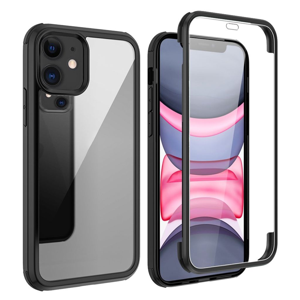 iPhone 11 kuori näytönsuojalla - musta