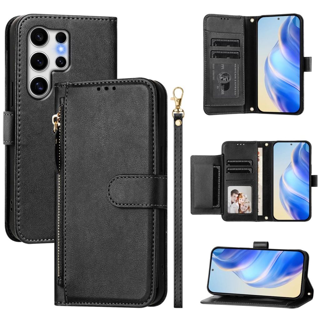Samsung Galaxy S25 Ultra Wallet Cover with Hand grip - Black