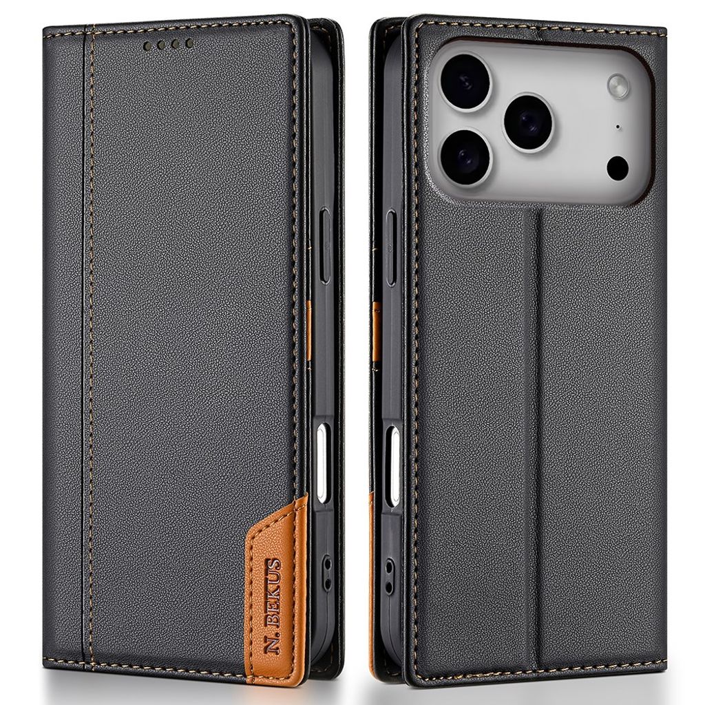 N.BEKUS iPhone 18 Pro Max/17 Pro Max Wallet Cover RFID Blocking - Black — N.BEKUS