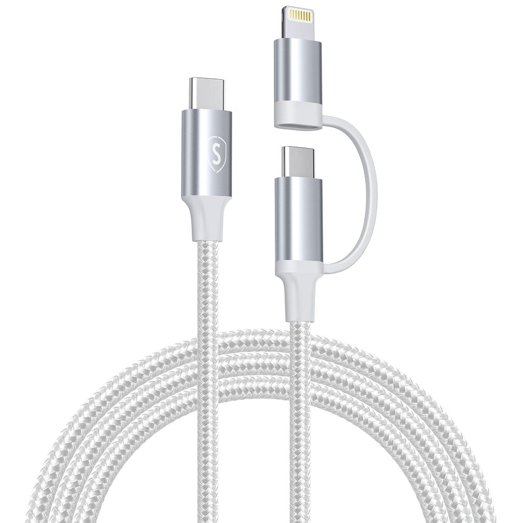 SiGN 2in1 USB-C to USB-C 60W PD 3A / Lightning 27W cable, 1m - White