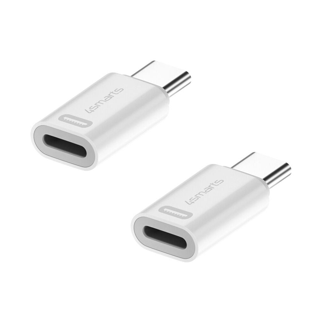 4Smarts Lightning to USB-C Charging Adapter 27W PD, 2-pack - White — 4Smarts
