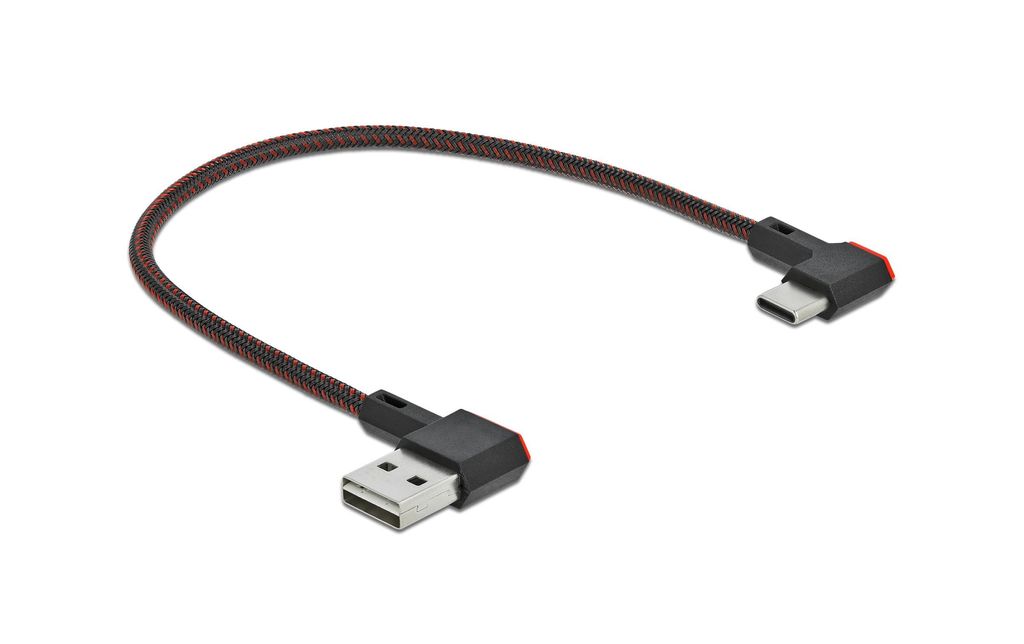 Delock USB-A to USB-C Angled Cable, 0.2m - Black