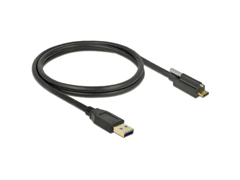 Delock SuperSpeed USB-A to USB-C Cable with screw, 10bps, 1m