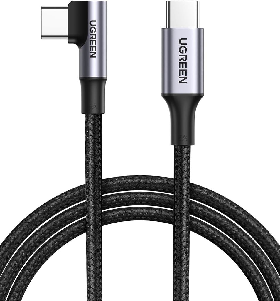 UGREEN USB-C to USB-C Angled Fast Charging Cable 60W PD, 3m - Black
