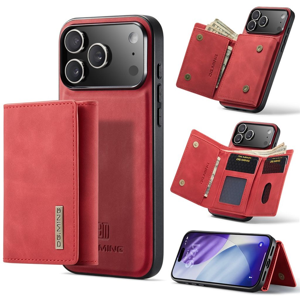 DG.MING M1 iPhone 18 Pro Max/17 Pro Max Case with Detachable Wallet - Red