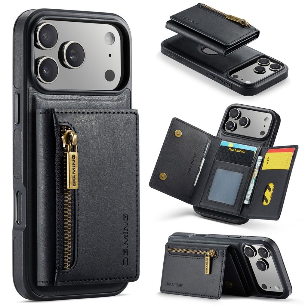 DG.MING iPhone 18 Pro/17 Pro Case Detachable Magnetic Wallet - Black