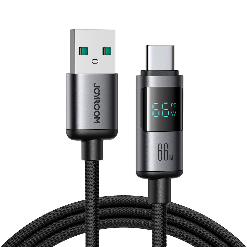 Joyroom USB-A to USB-C fast charging cable with display, 66W, 1.2m