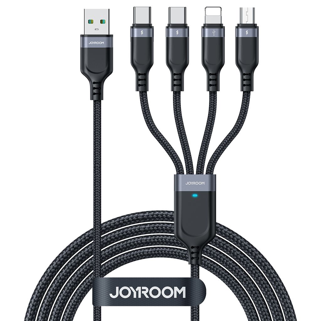 Joyroom 4-in-1 USB-A to 2xUSB-C/Lightning/Micro USB cable 3.5A, 1.2m - Black