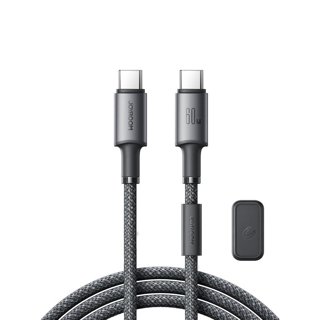 Joyroom USB-C to USB-C 480Mbps Cable with Magnetic Holder 60W, 1.2m - Gray