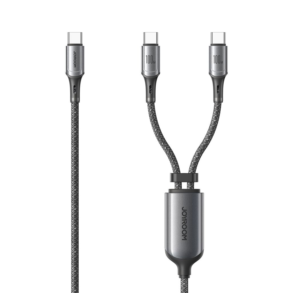 Joyroom S-A57 RapidX Series fast charging cable 100W USB-C to 2x USB-C – Gray