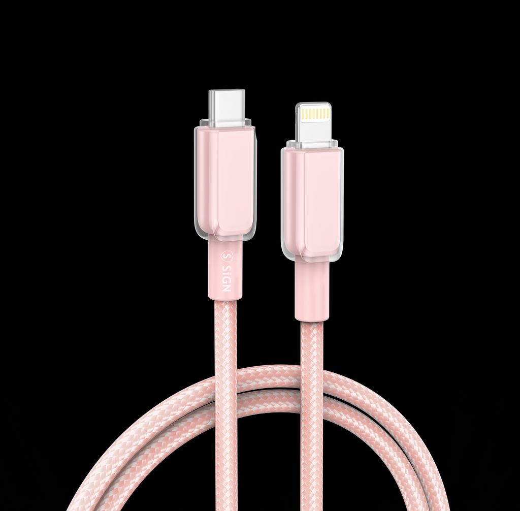 SiGN USB-C to Lightning Cable 30W, 1m - Pink — SiGN