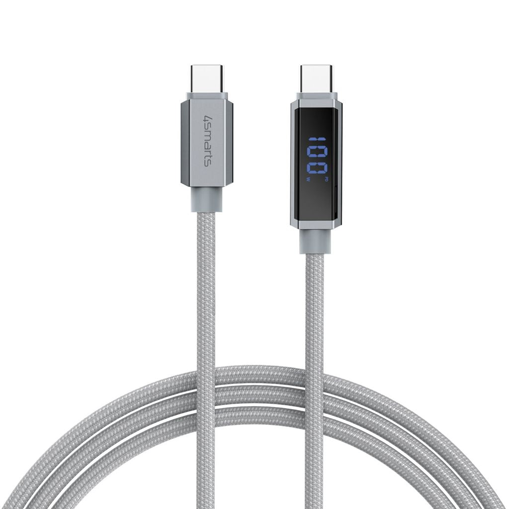 4Smarts DigitCord 100W USB-C Cable with Display - Grey — 4Smarts