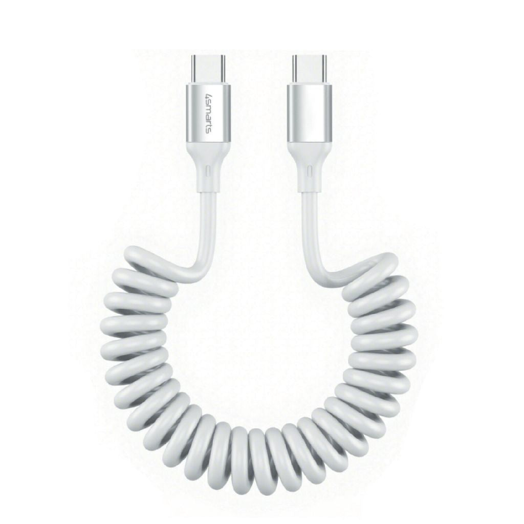 4Smarts USB-C Cable Retractable Spiral 100W, 1.35m – white — 4Smarts