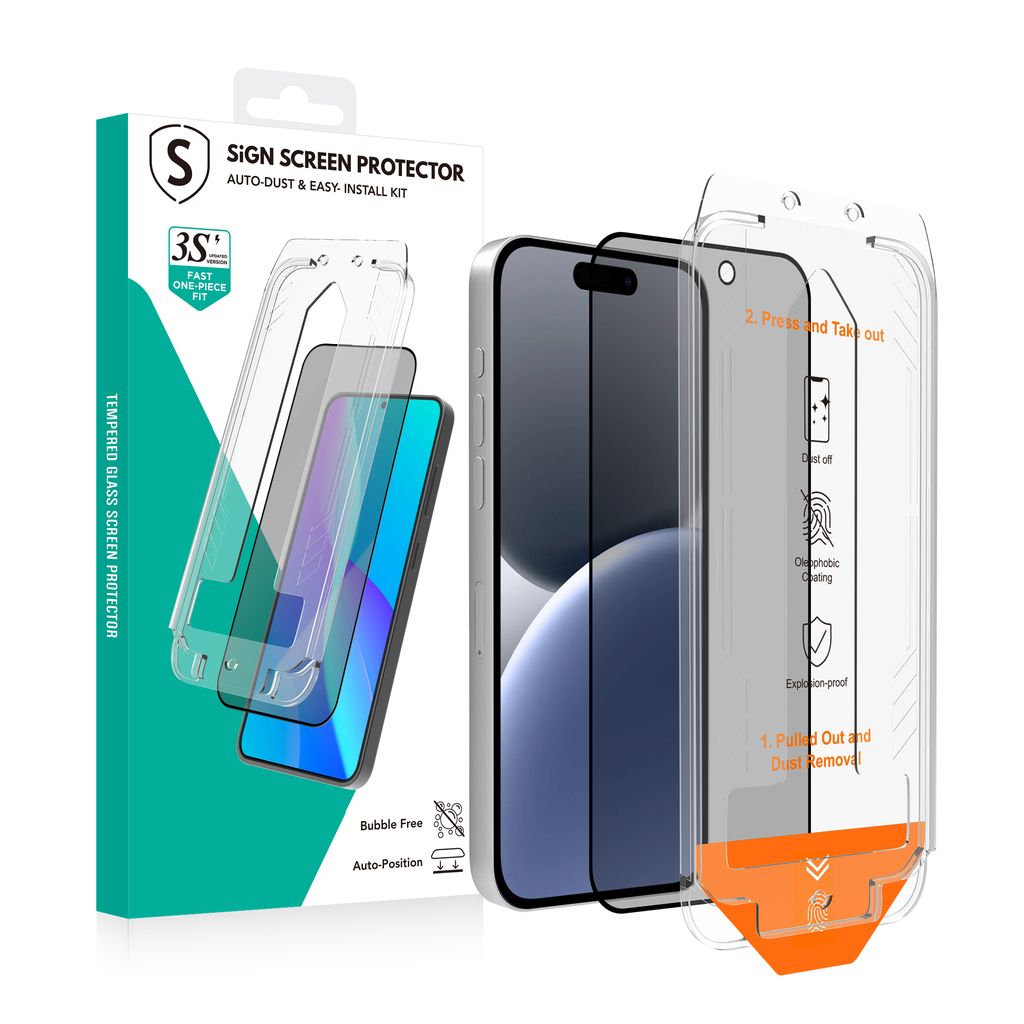 SiGN Privacy Screen Protector iPhone 15/16 – EZ Apply applicator, 2-pack