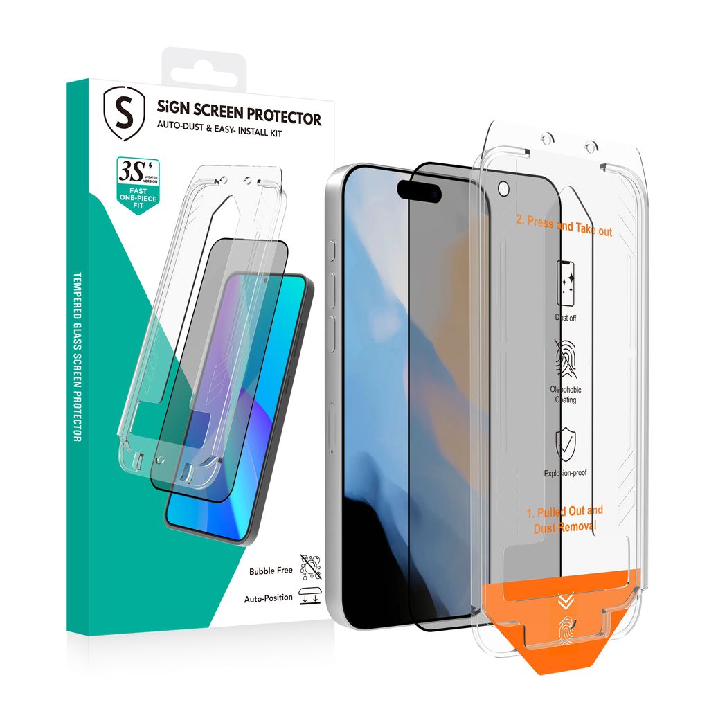 SiGN Privacy Screen Protector iPhone 17/16 Pro – EZ Apply with dust free applicator