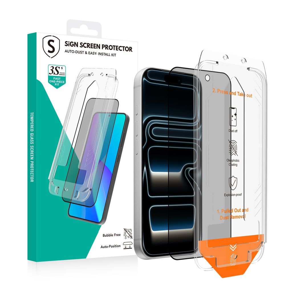 SiGN Privacy Screen Protector iPhone 17 Pro – EZ Apply dust free applicator, 2-pack