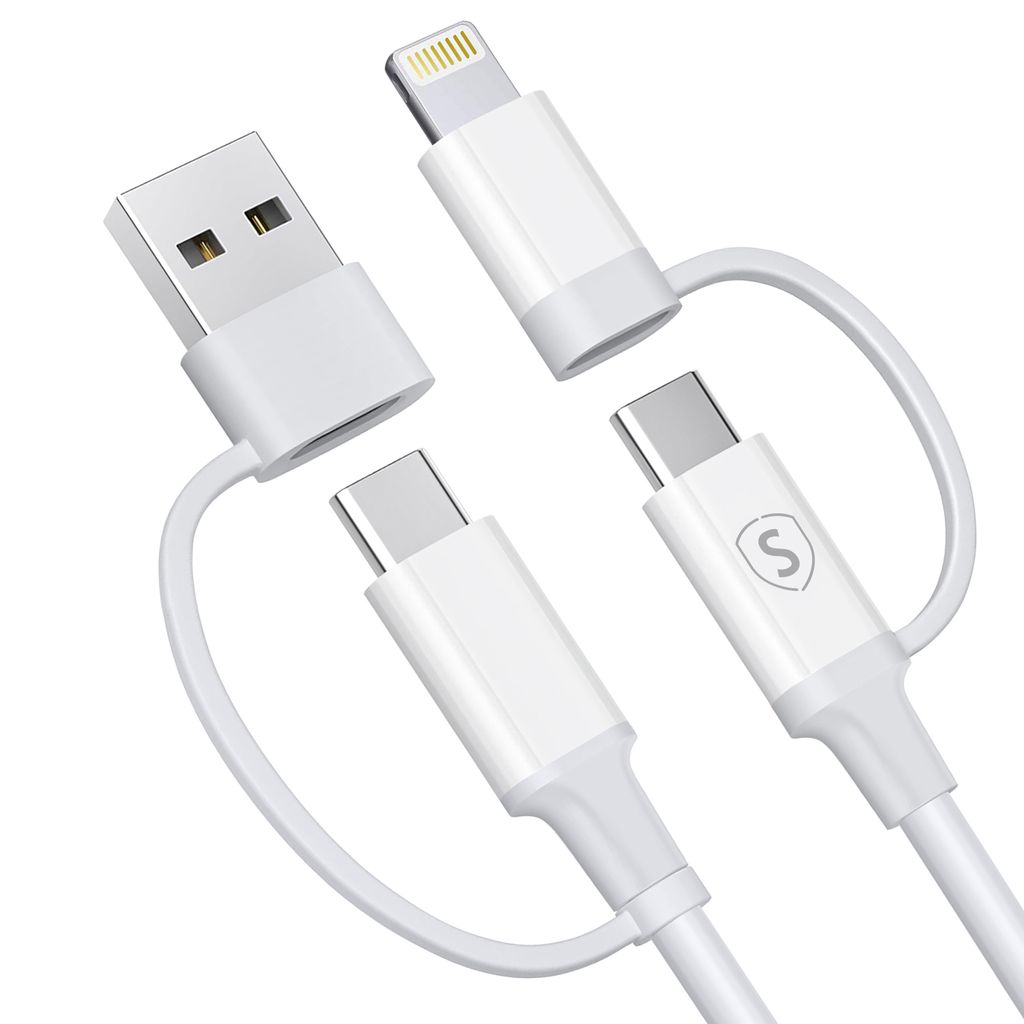 SiGN 4in1 USB-A/USB-C to Lightning/USB-C cable 60W/3A, 1m - White