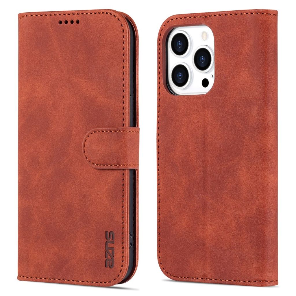 AZNS iPhone 16 Pro Max Wallet Cover - Brown