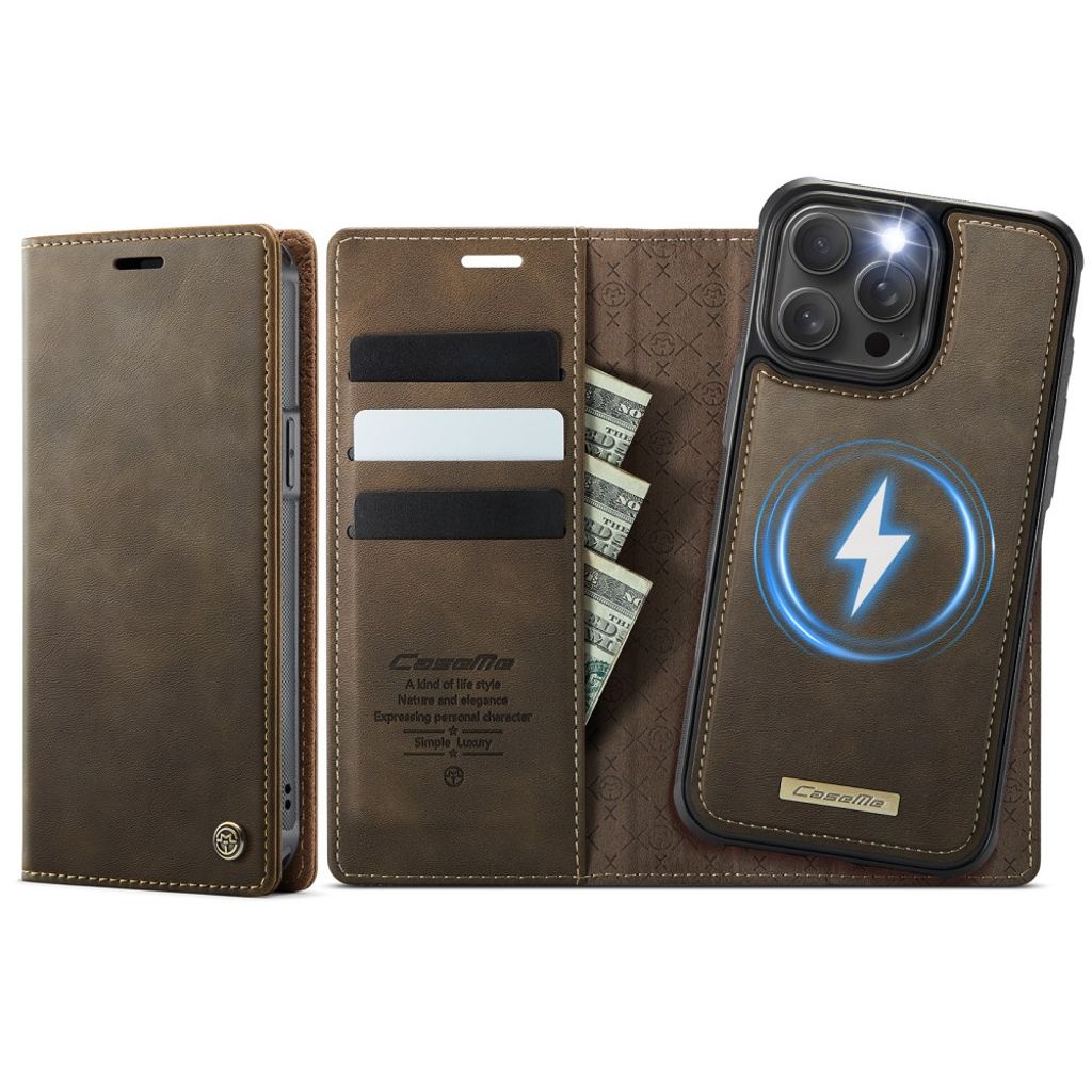 CASEME C49 iPhone 14 Pro Max Wallet Cover MagSafe RFID - Coffee