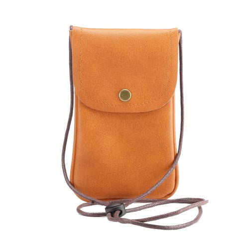 Neck bag with card slot for larger phones - Brown — Neck