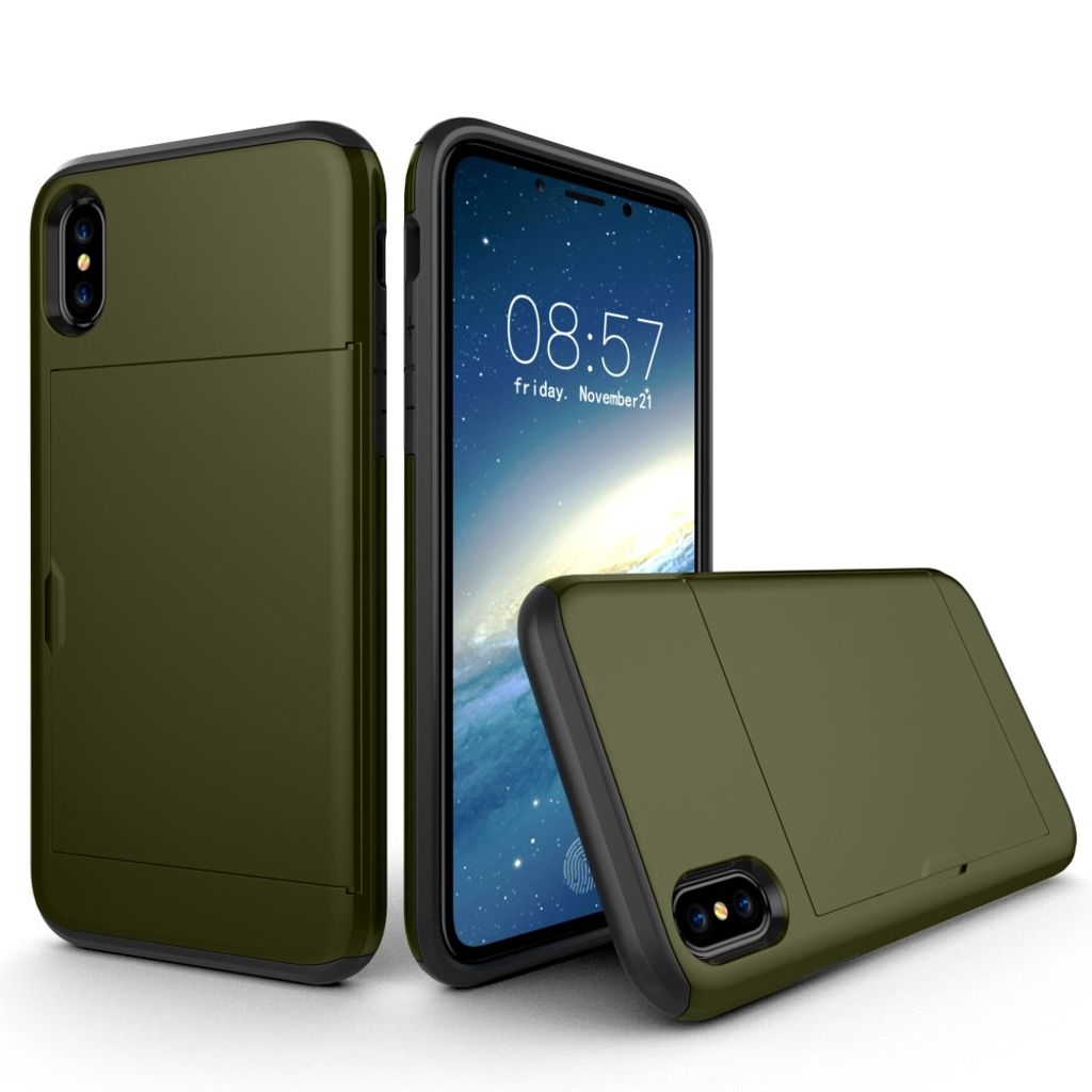 IPhone X/XS case with a card holder - Army green