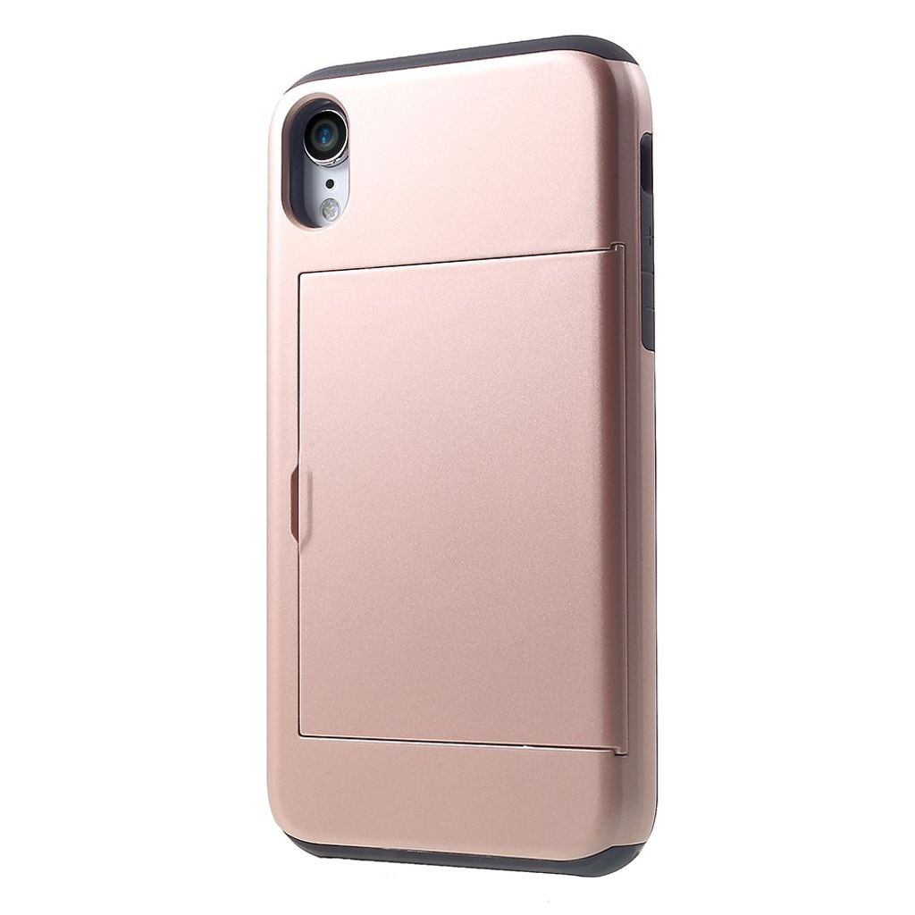 IPhone XR case with a card holder - Rose gold-colored