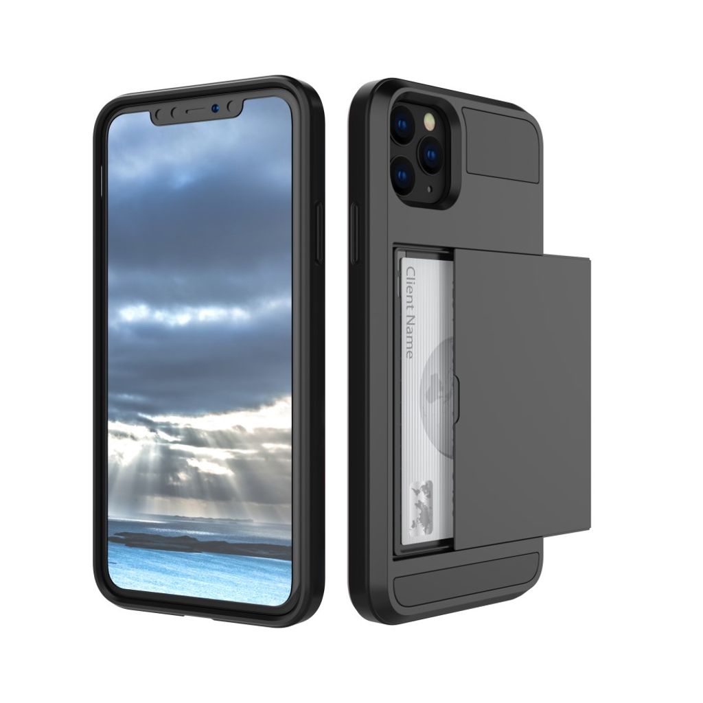 Shockproof iPhone 11 case with card holder - black — Shockproof