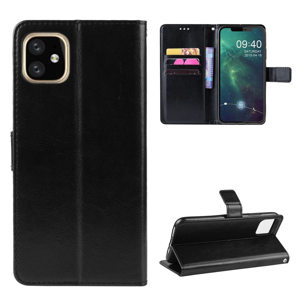 Crazy Horse Wallet Cover for iPhone 12 Mini - Black — Crazy