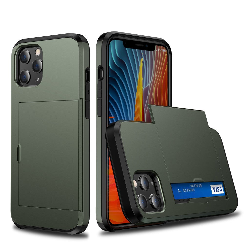 Case with Card Holder for iPhone 12 Mini - Green — Övrigt