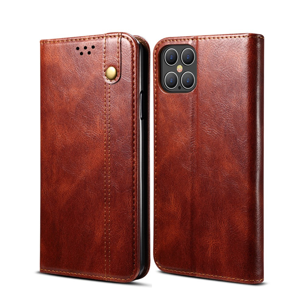 IPhone 12- 12 Pro wallet cover - Brown — Övrigt