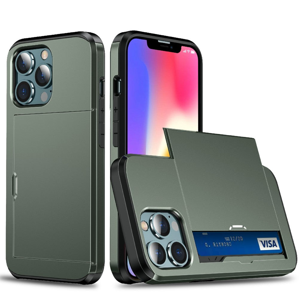 IPhone 13 mini case with card holder - Dark green