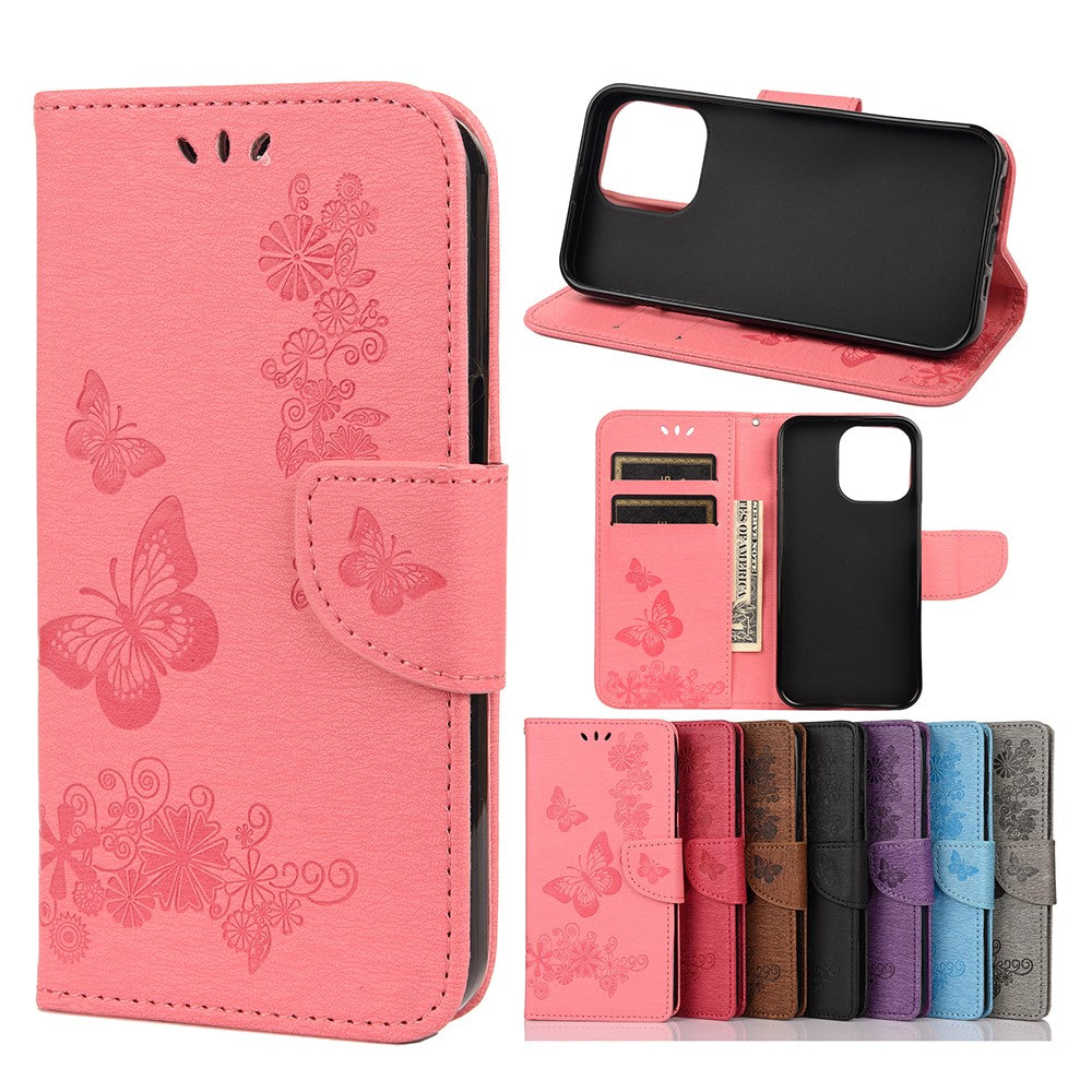 Butterfly Flower Wallet Case for iPhone 13 - Pink — Butterfly