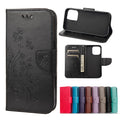 Butterfly Flower Wallet Case for iPhone 13 - Black — Butterfly