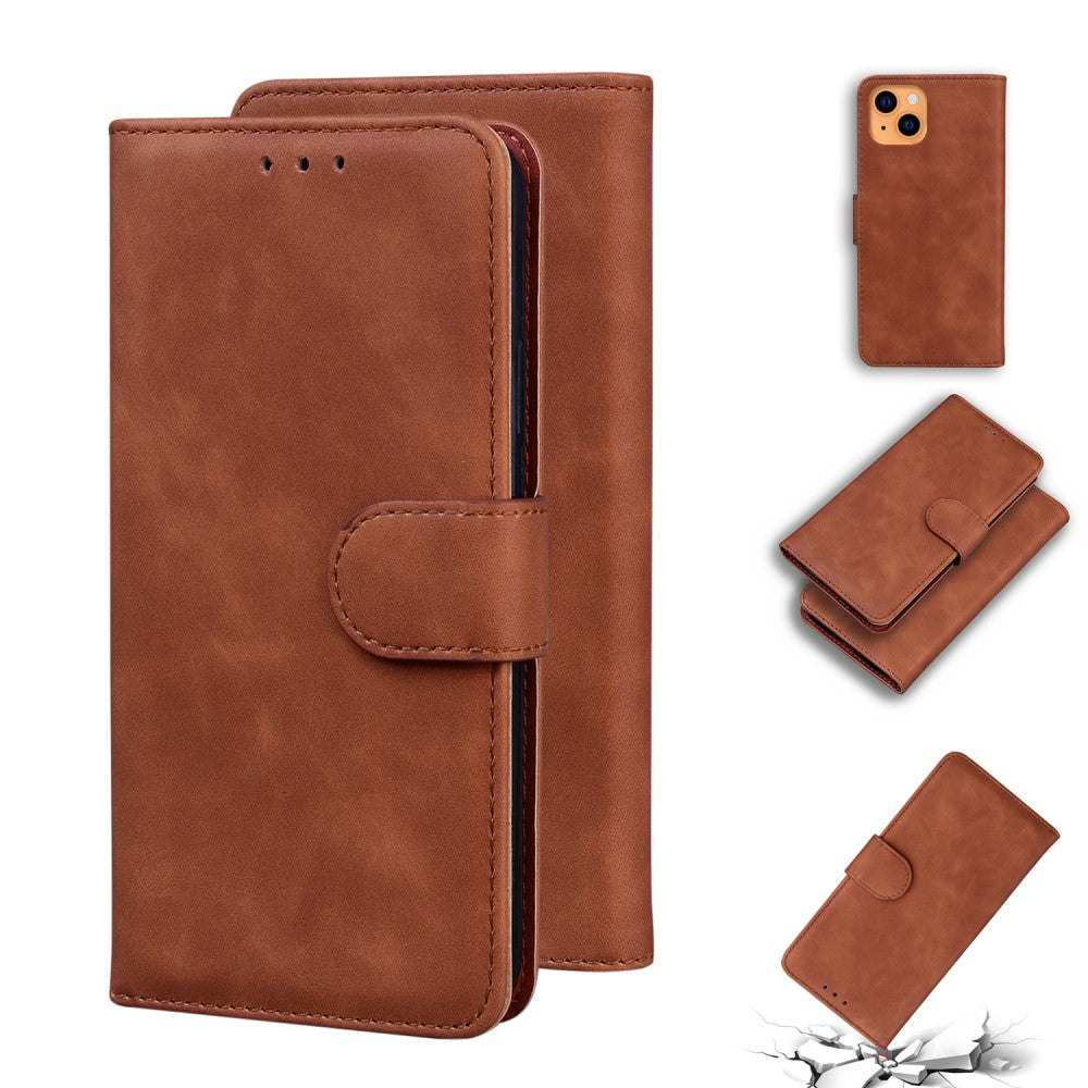 Pure Color Wallet Case for iPhone 13 - Brown — Pure