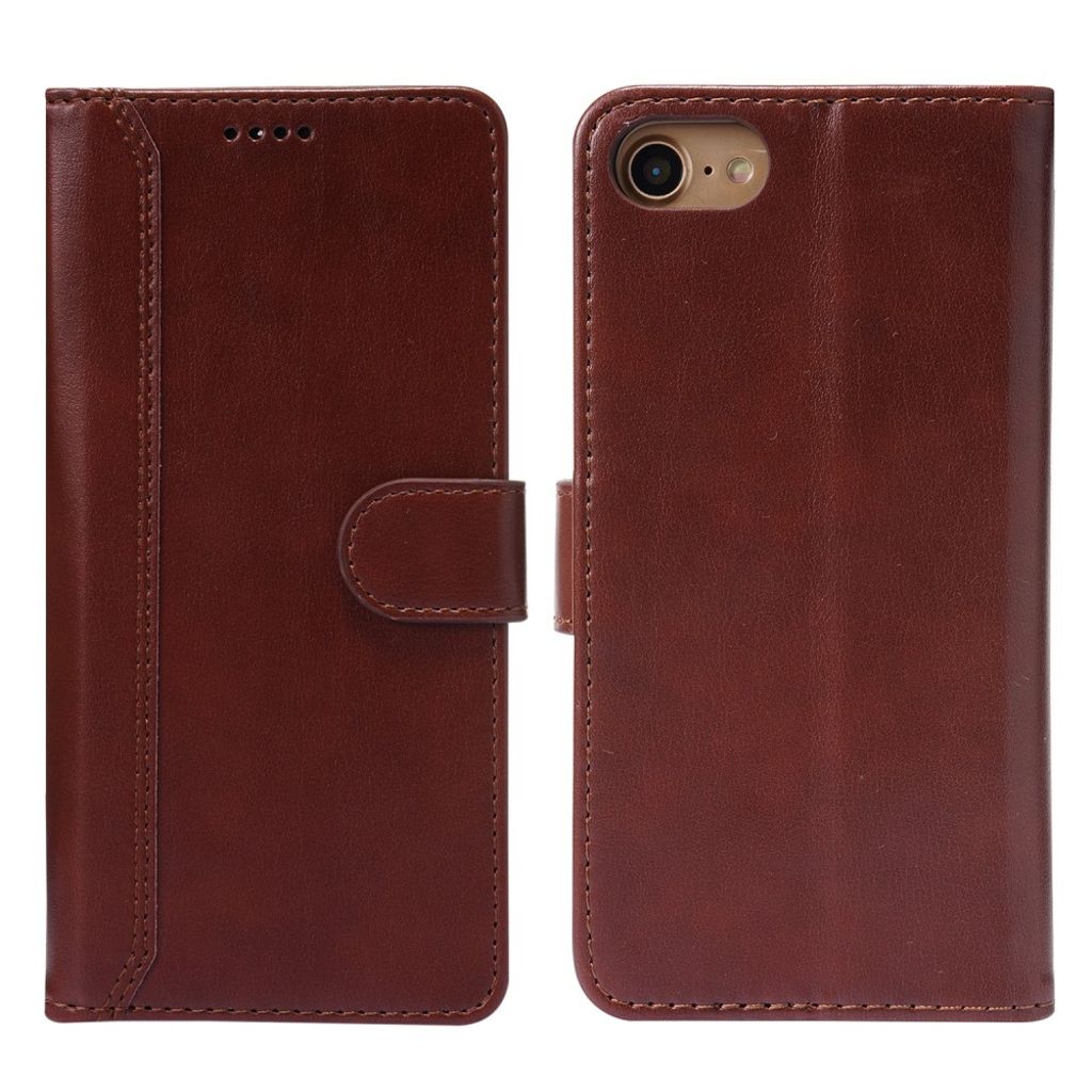 IPhone SE (2022) etc. cover with a magnetic strap - Brown — Övrigt