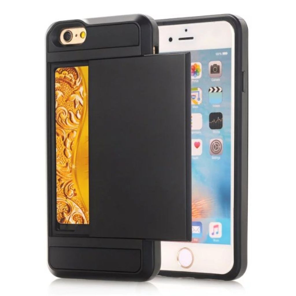 IPhone SE etc. case with a card holder - Black — Övrigt