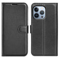 Litchi iPhone 14 Pro Wallet Cover - Black — Litchi