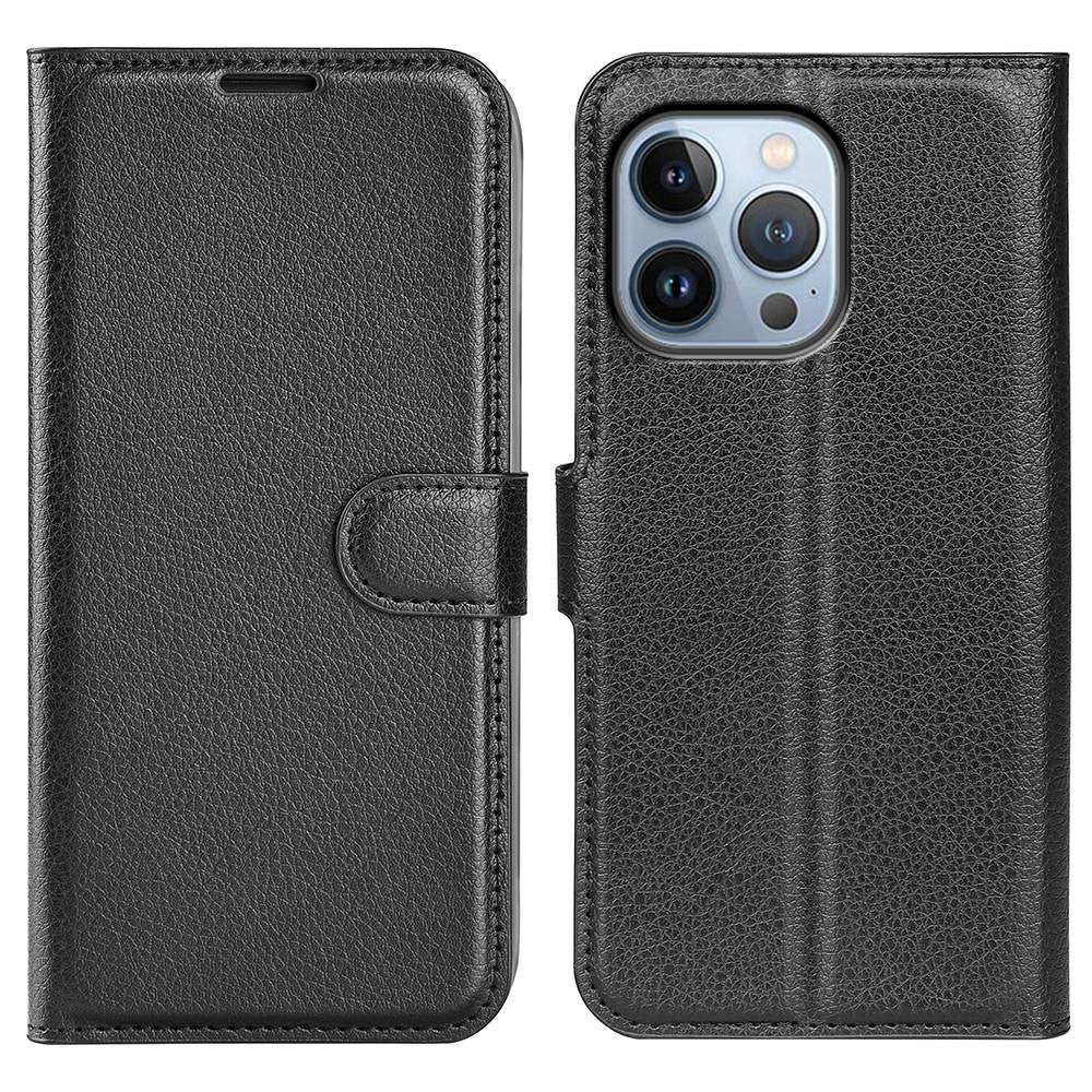 Litchi iPhone 14 Pro Wallet Cover - Black — Litchi