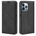 iPhone 14 Pro Soft Skin Feeling Leather Folio Cover - Black