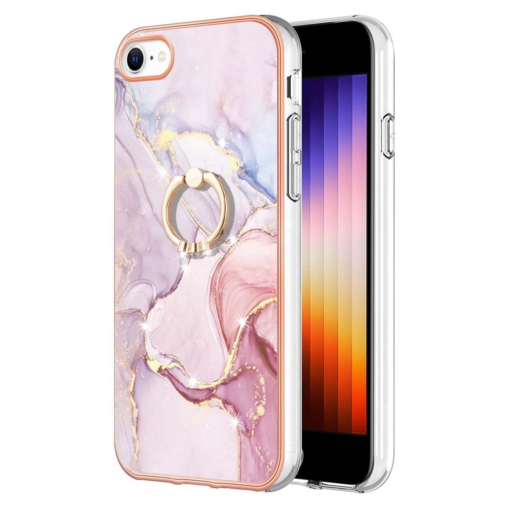 YB IMD iPhone SE etc. case in marble with a ring - Rose gold-colored